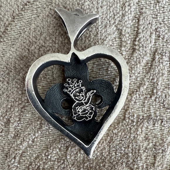 Vintage King Baby Studio Sterling Silver Heart Pendant Fleur de Lis - Picture 8 of 8